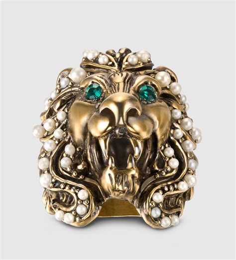 gucci lionhead ring|Gucci lion earrings.